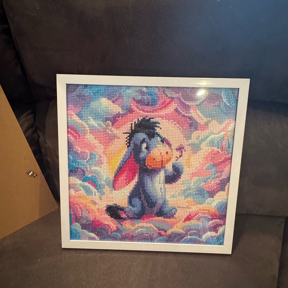 Vibrant Eeyore Diamond Painting in Frame